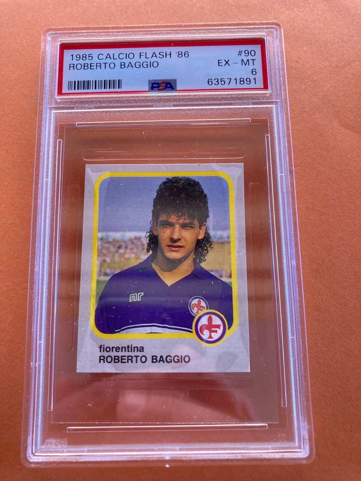 1986 ROBERTO BAGGIO FLASH FOOTBALLERS #90 GRADE PSA 6 - PANINI ROOKIE TYPE