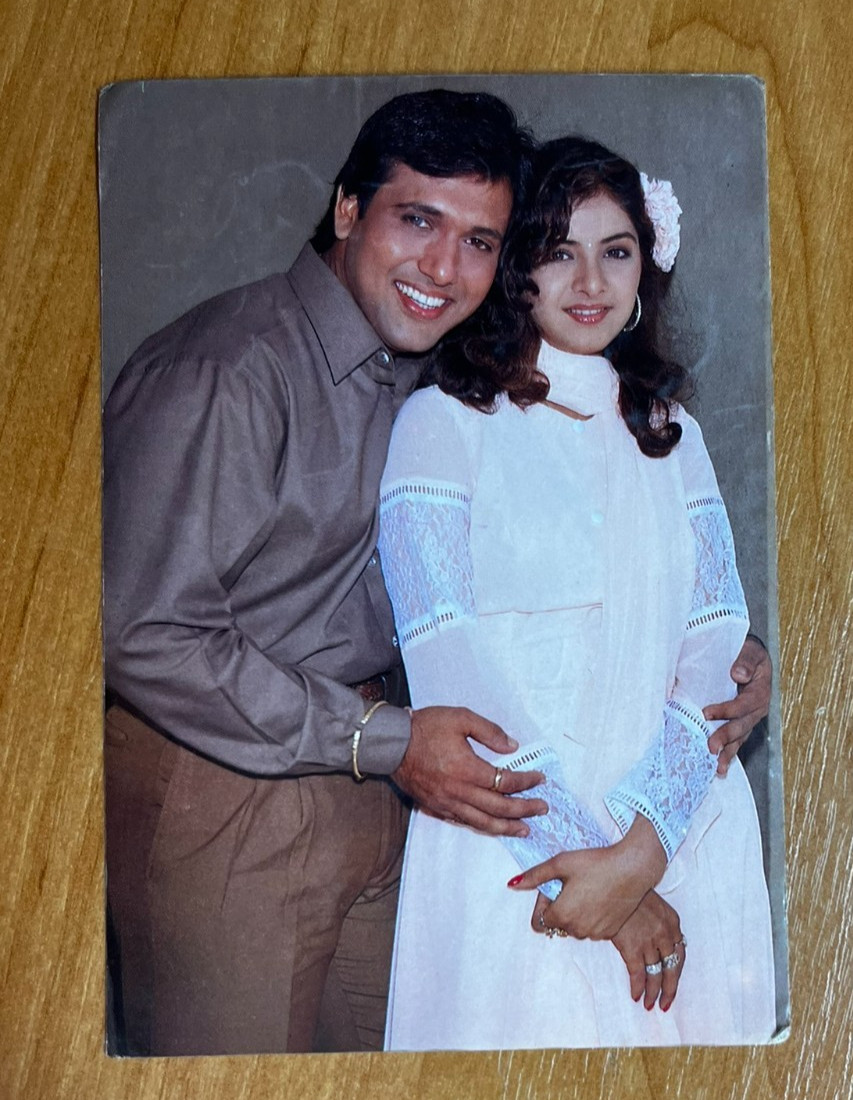 Bollywood Actor Divya Bharti Govinda vintage Rare Old Original Postcard India