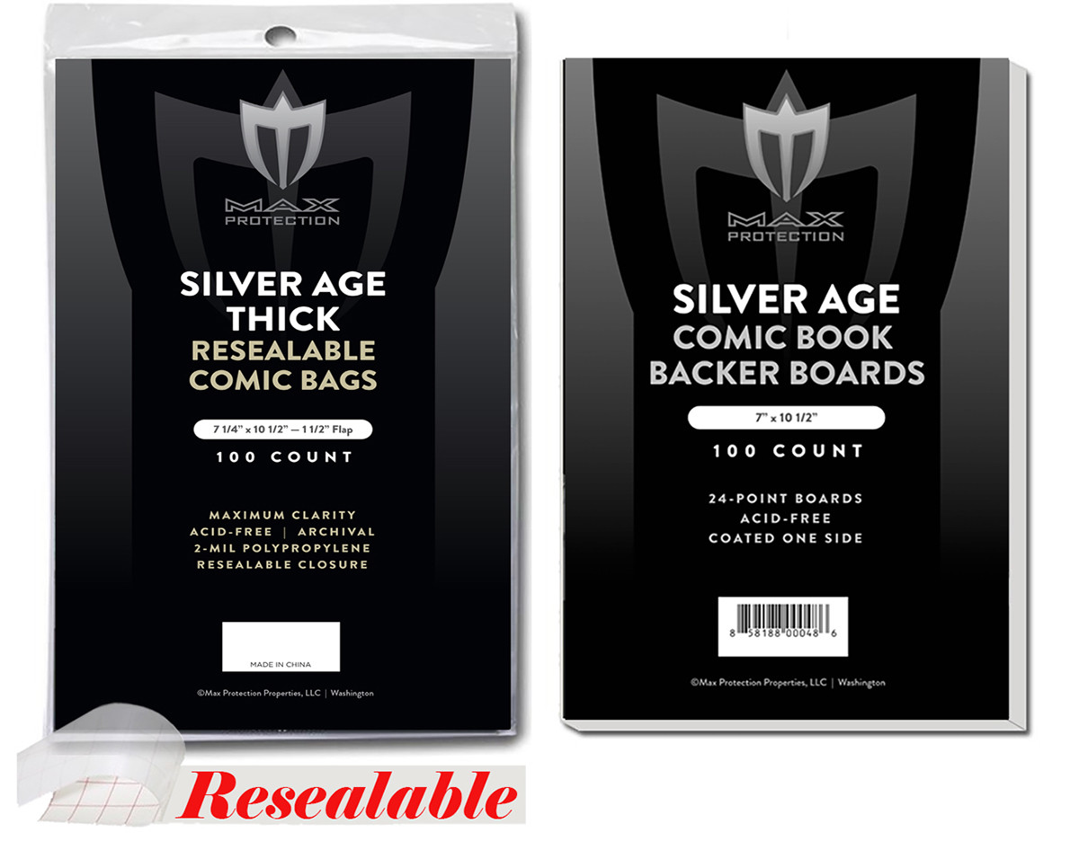 1000 Silver Comic Resealable THICK Bags and Boards Max Archival Book Storage