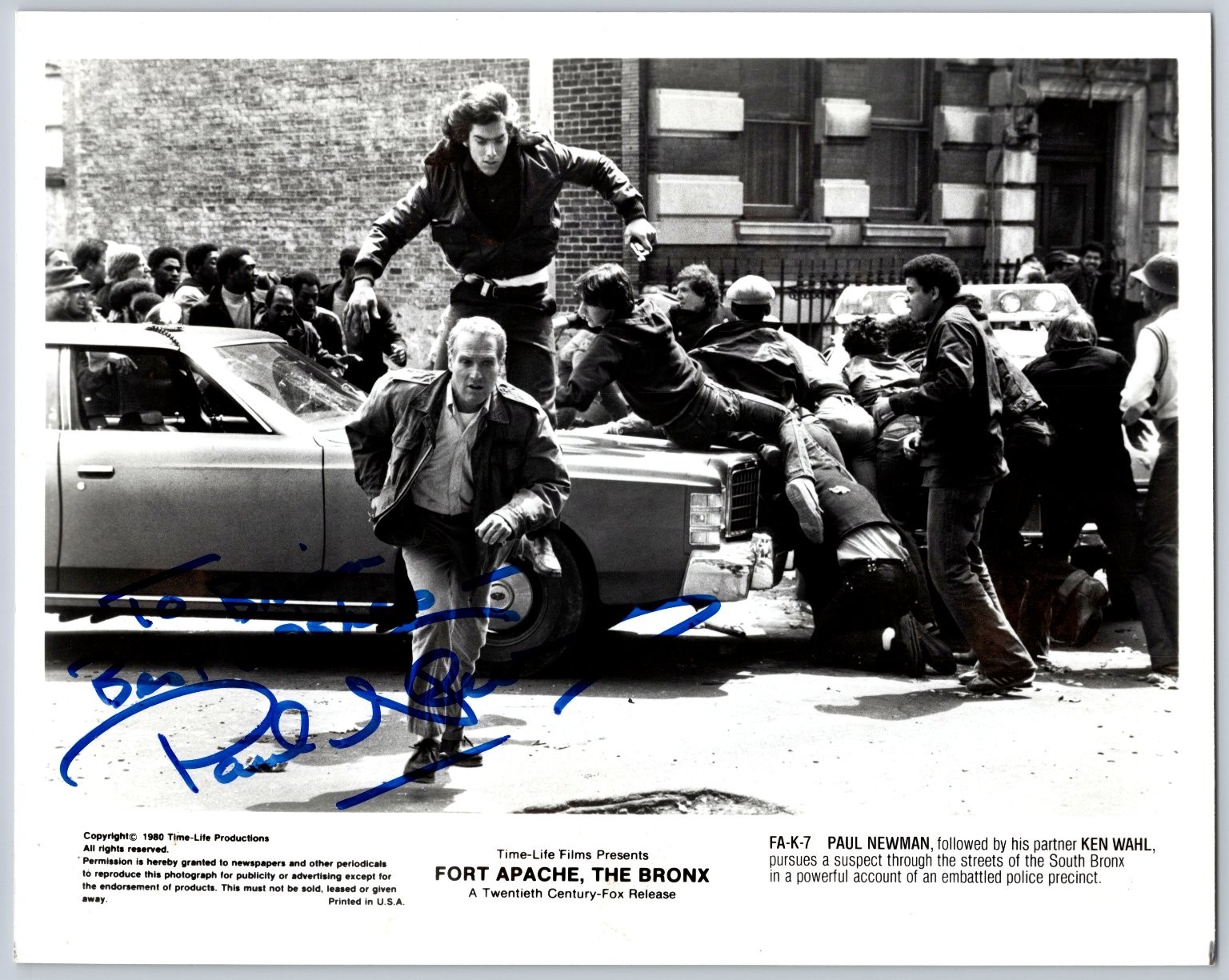 Paul Newman Autograph Photo Fort Apache The Bronx 1980 Movie Still FA-K-7