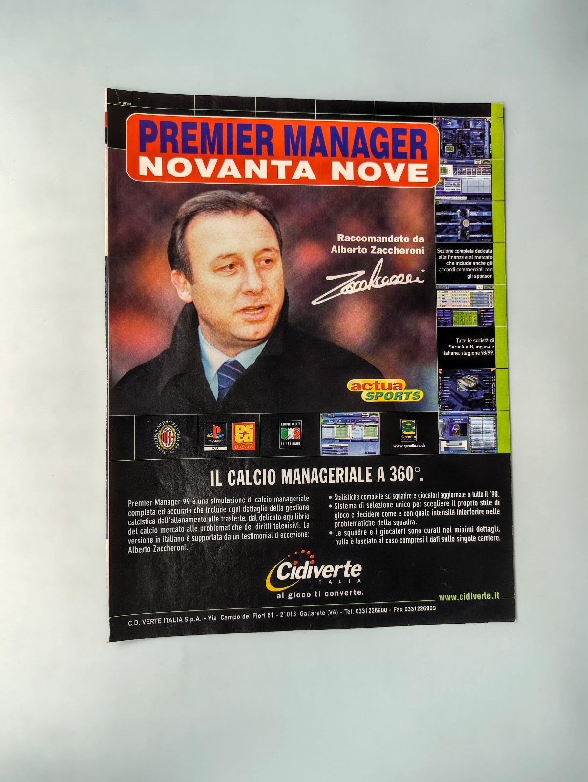 CIDIVERTE MILAN PREMIER MANAGER CLIPPING ADVERTISING ADVERT ADVERTISING