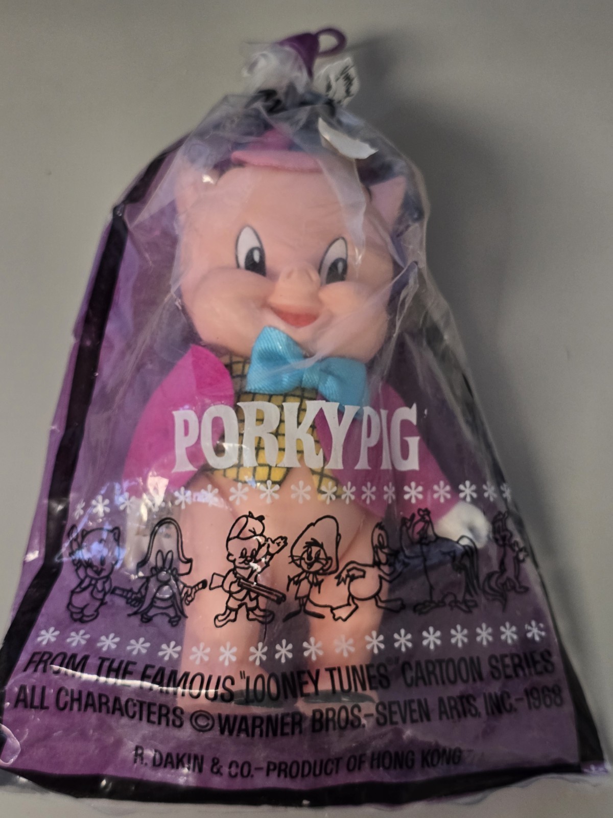 Vintage 1968 R. Dakin & Co. Looney Tunes Porky Pig Figure Original Bag See Note