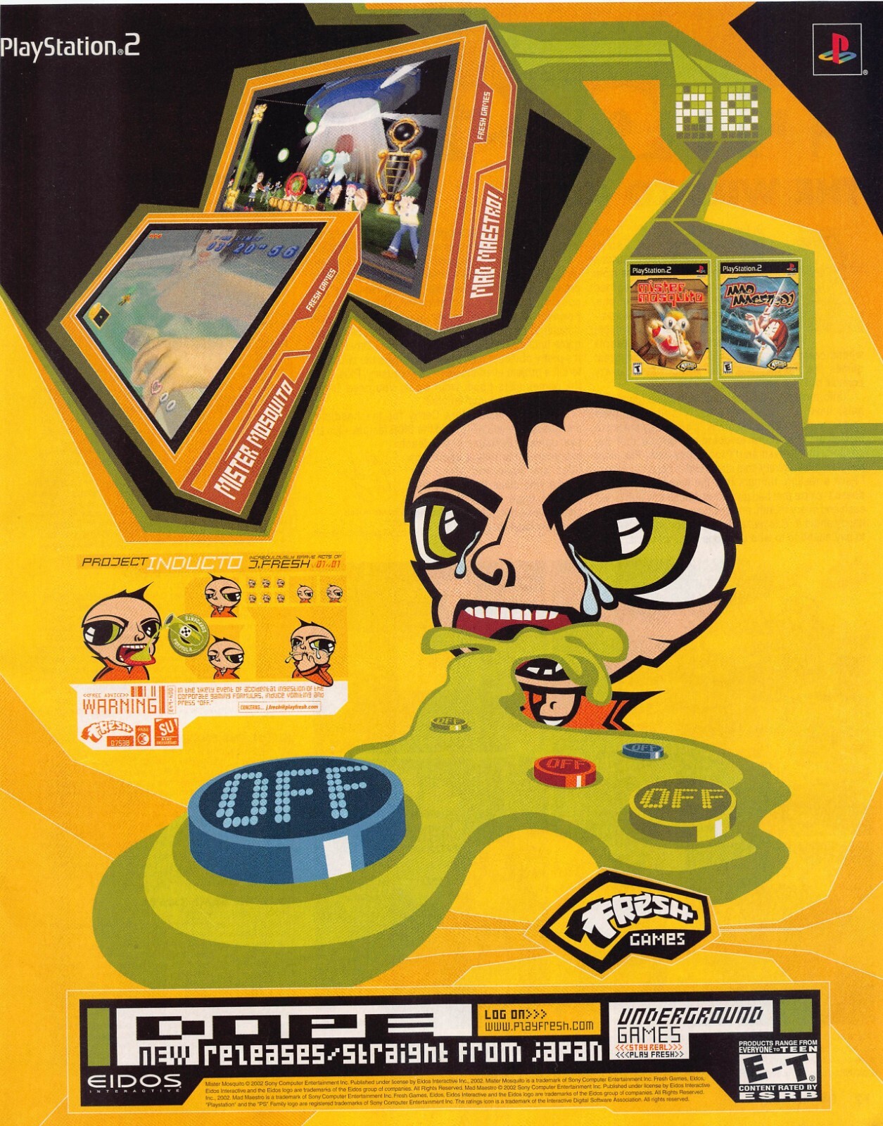 Mister Mosquito Mad Maestro Print Ad Game Original PS2 Underground Games Eidos
