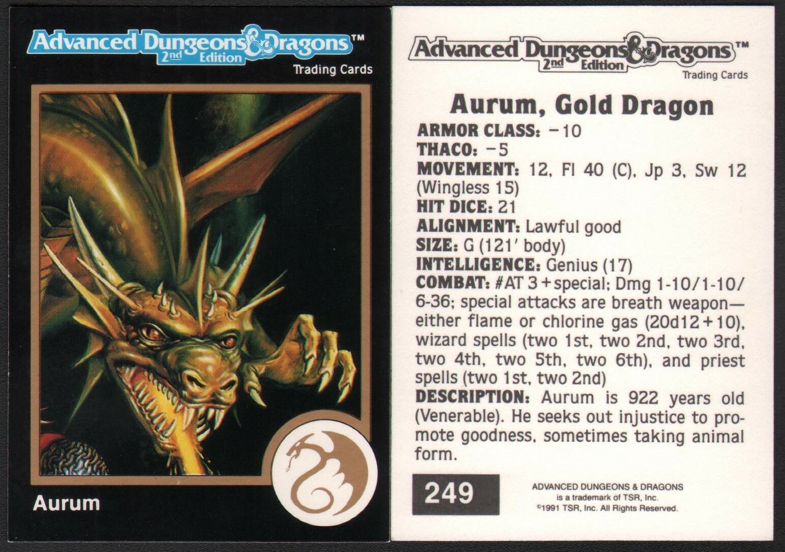 1991 TSR AD&D Gold Border Card 249 Art Pool of Radiance Clyde Caldwell Cover Art