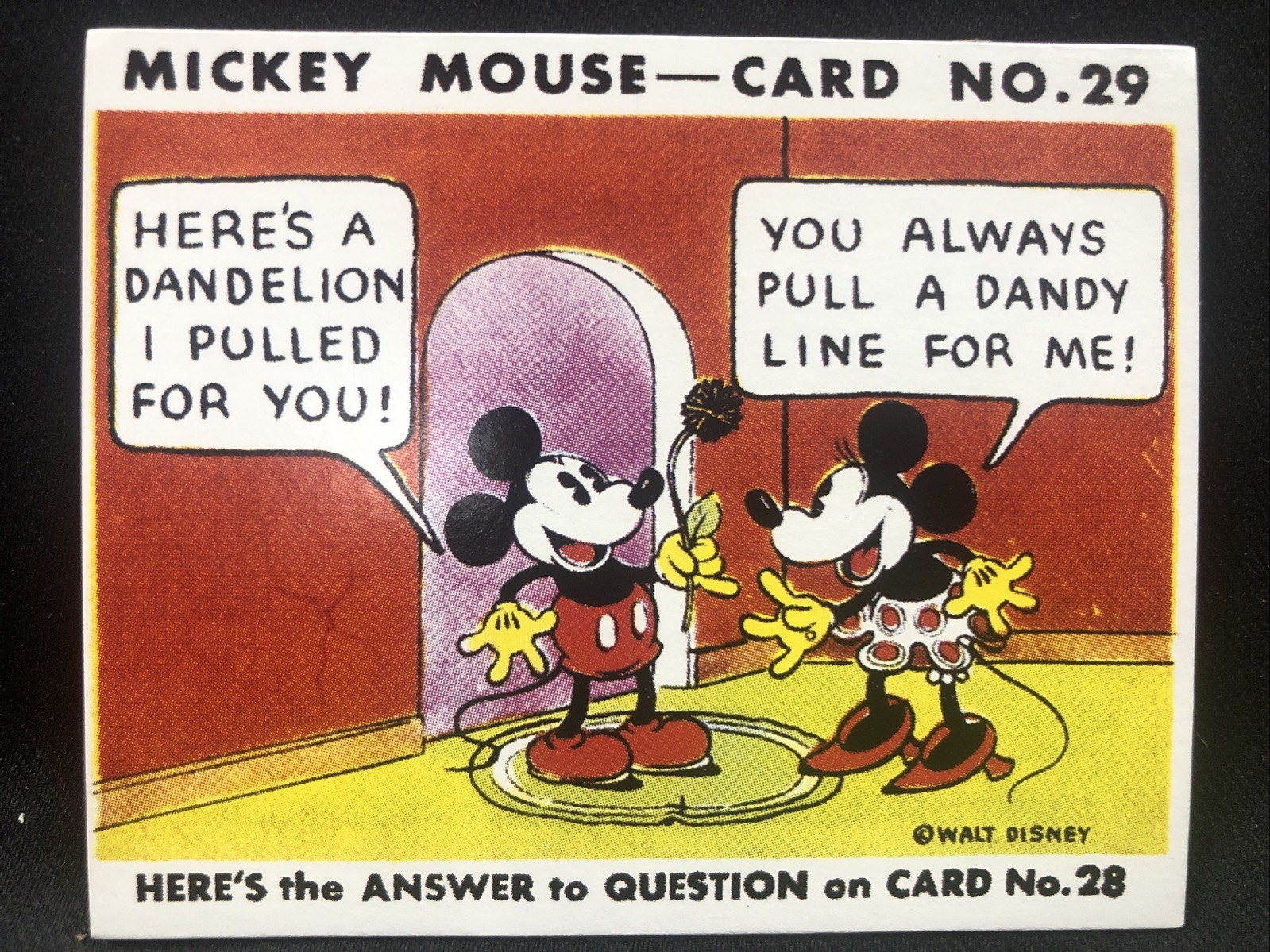 Reissue Of Rare Card #29 Mickey Mouse Bubble Gum Joke Minnie Mouse Rare