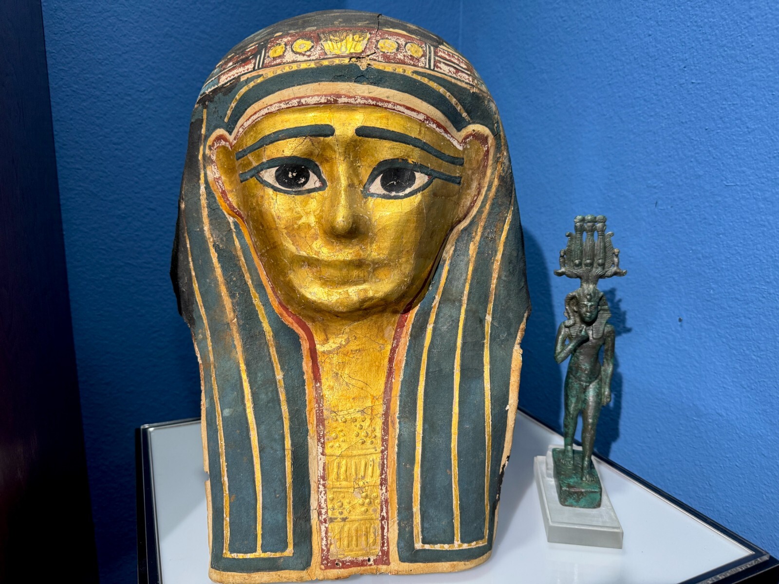 AUTHENTIC 1st CENTURY BC EGYPTIAN GILT CARTONNAGE MUMMY MASK ARTIFACT EGYPT