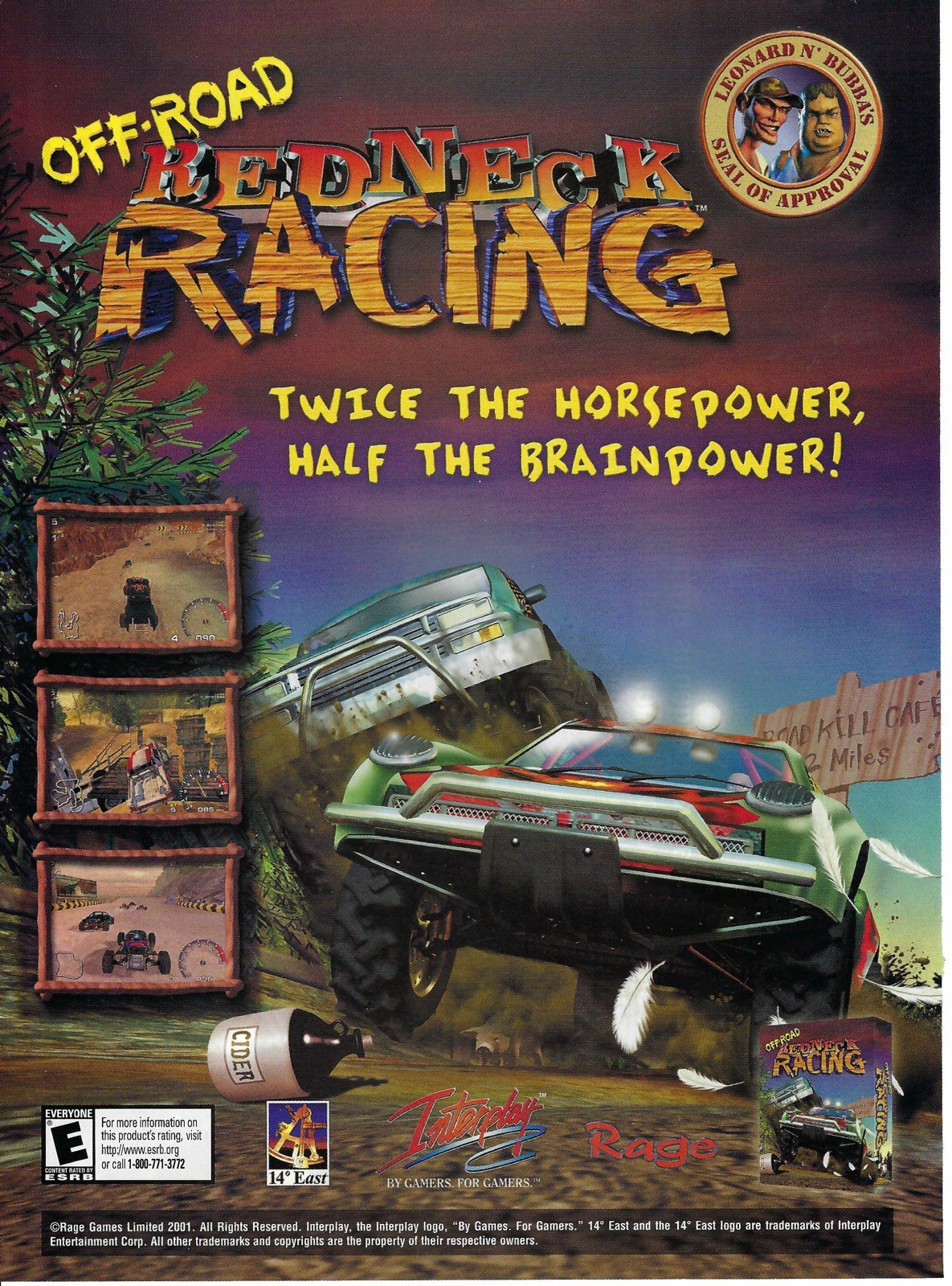 2001 Off-Road Redneck Racing Video Game Rage Interplay Vintage Print Ad/Poster