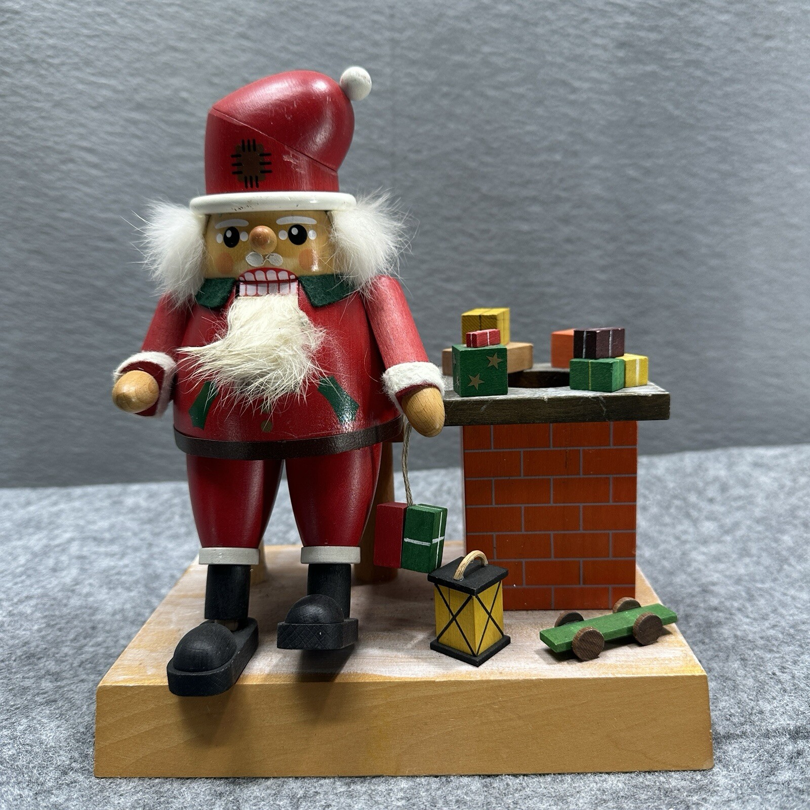 Volkskunst Santa Nutcracker Chimney Handmade in Germany Vintage Christmas