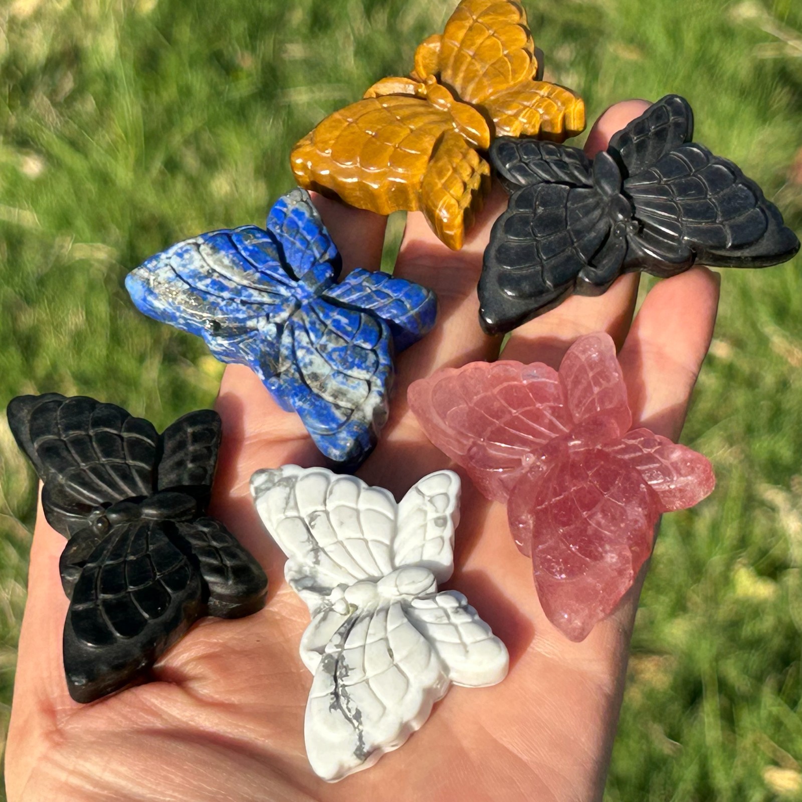 10pcs Mix Natural Quartz Crystal Butterfly Skull Carved Crystal Skull Reiki 1.8