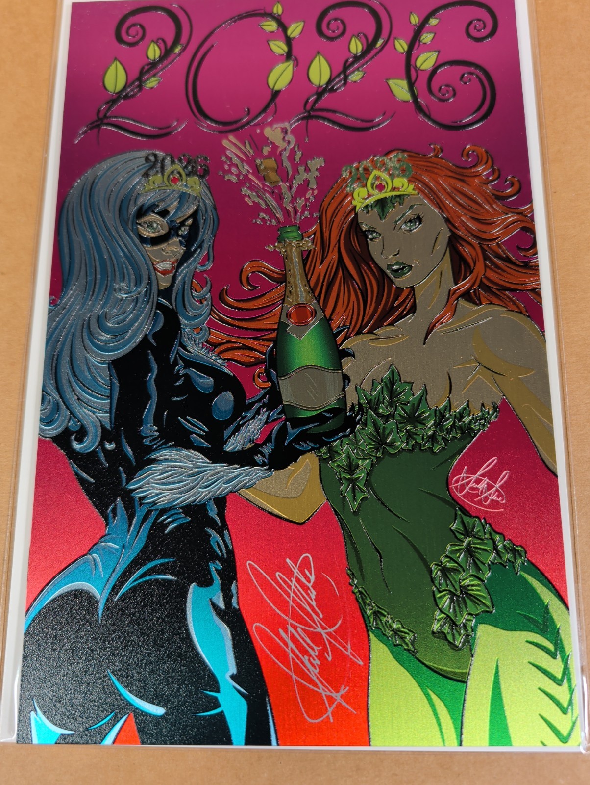 BLACK CAT/ POISON IVY NEW YEAR’S 2026 EMBOSSED METAL SIGNED W/COA