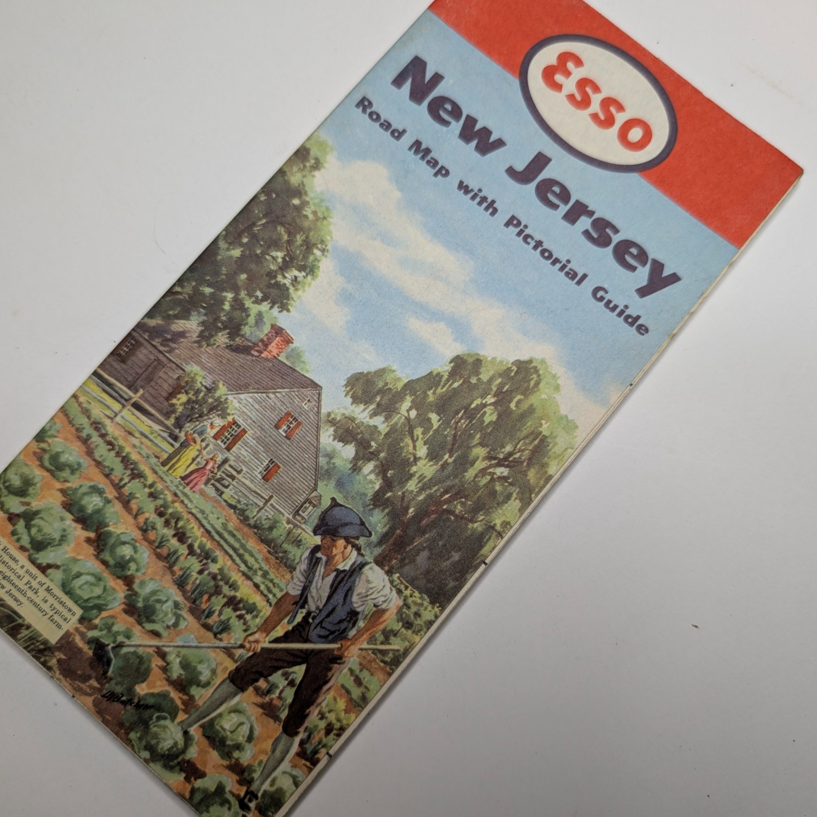 1952 Esso New Jersey Road Map Pictorial Guide Wick House Morristown NJ Standard