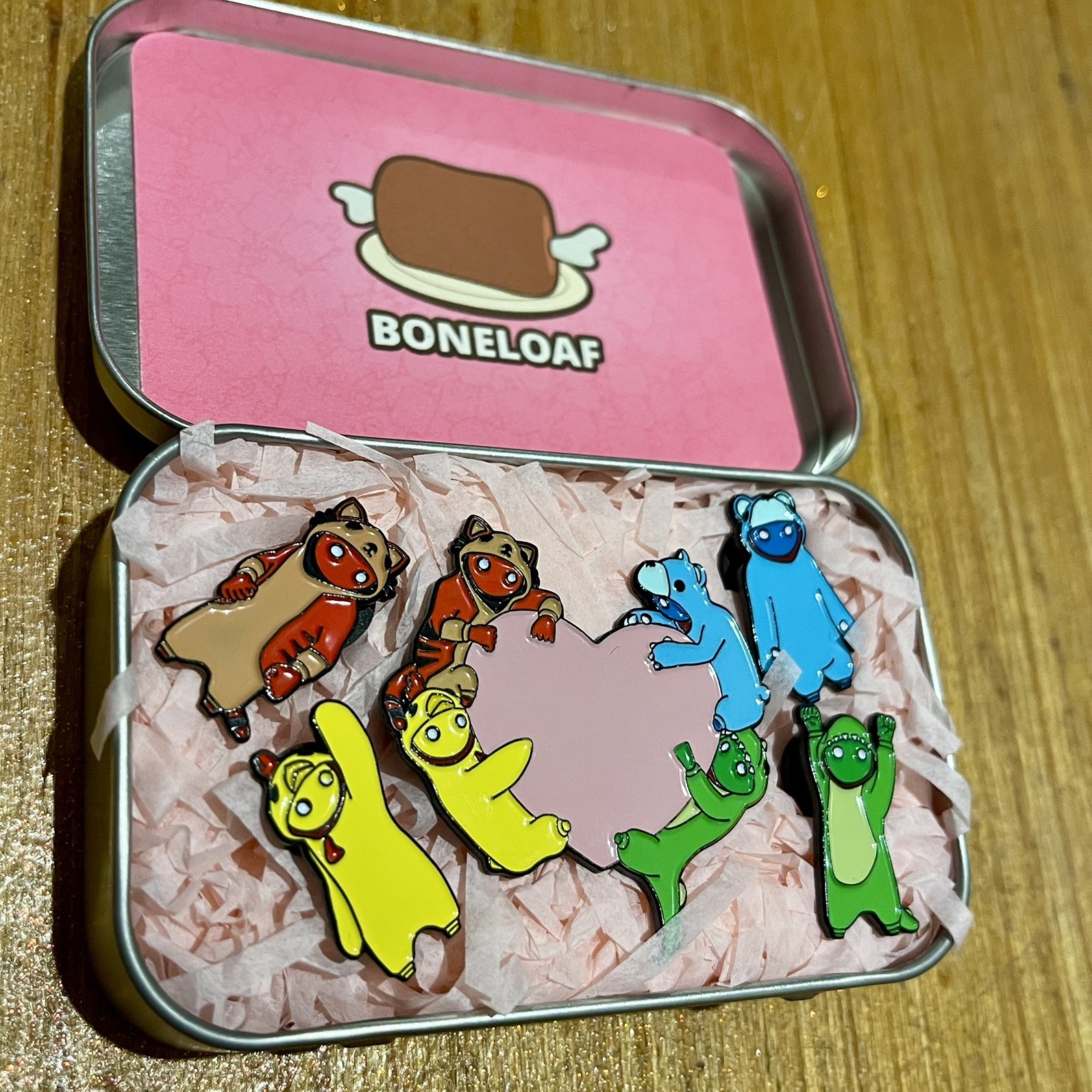Gang Beasts Boneloaf ‘Butcher’s Friend’ Pin Badges Meat Flavour Pastilles V Rare
