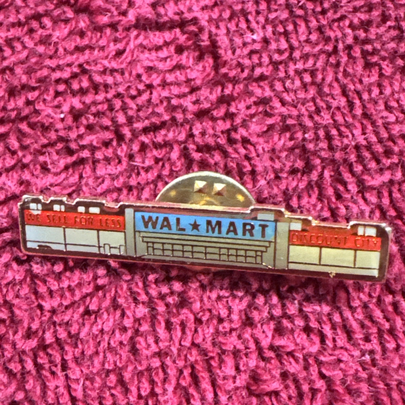Vintage Walmart Pin Back Button Gold Trim Walmart Storefront Long