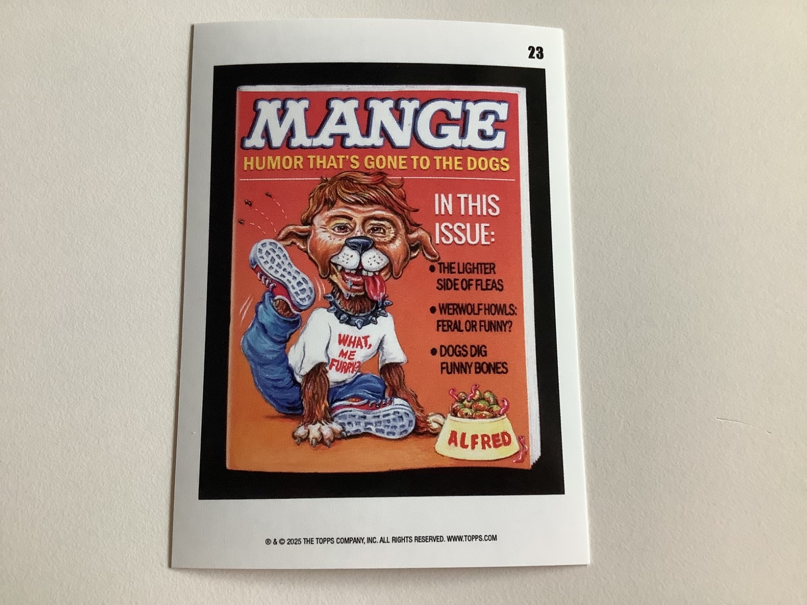MAD DOG MANGE MAGAZINE 2025 TOPPS WACKY PACKAGES CARD PARODY, #23 COUPON BACK NM