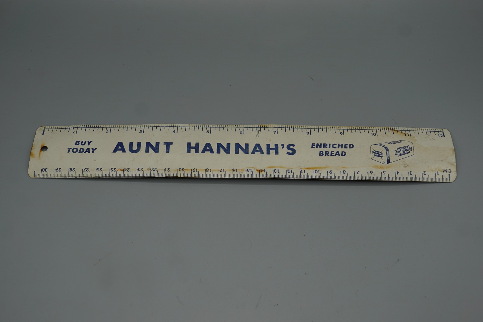 Vintage Aunt Hannah's Enriched Bread Advertising Ruler Bakery Promo Collectible