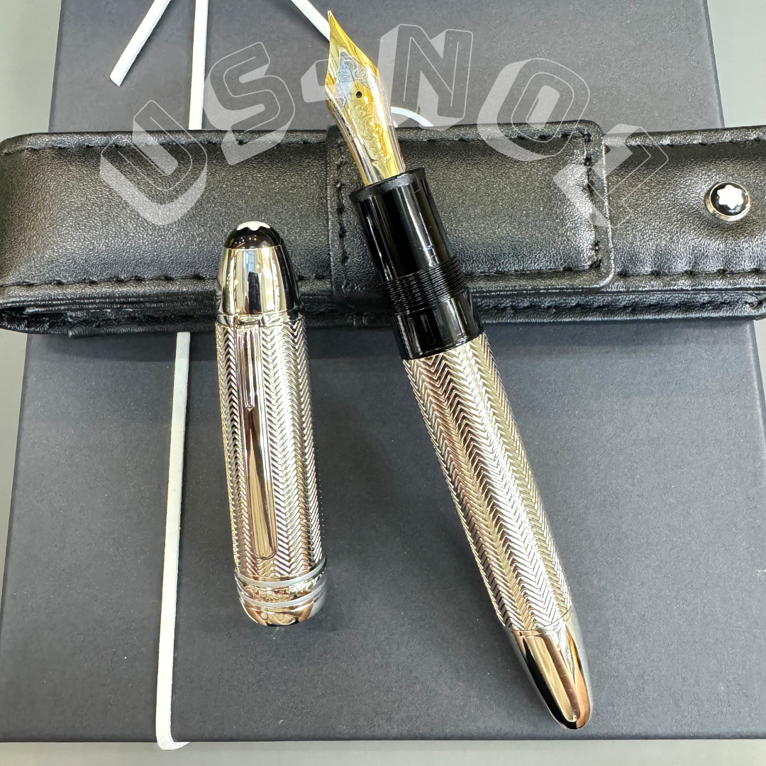 💥 Hot MONTBLANC Heritage Silver Barley Fountain Pen Rare Luxury VIP Gift Set