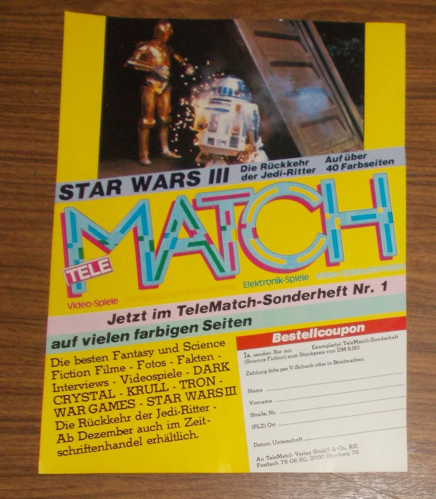 Rare Advertising STAR WARS III Return of the Jedi TeleMatch Booklet Promo 1984