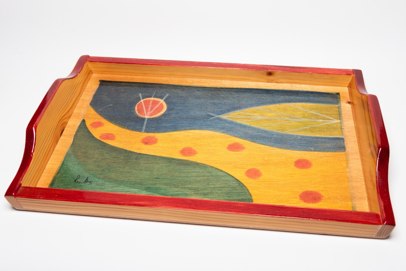 Kakadu hand-painted wooden serving tray Israel 16