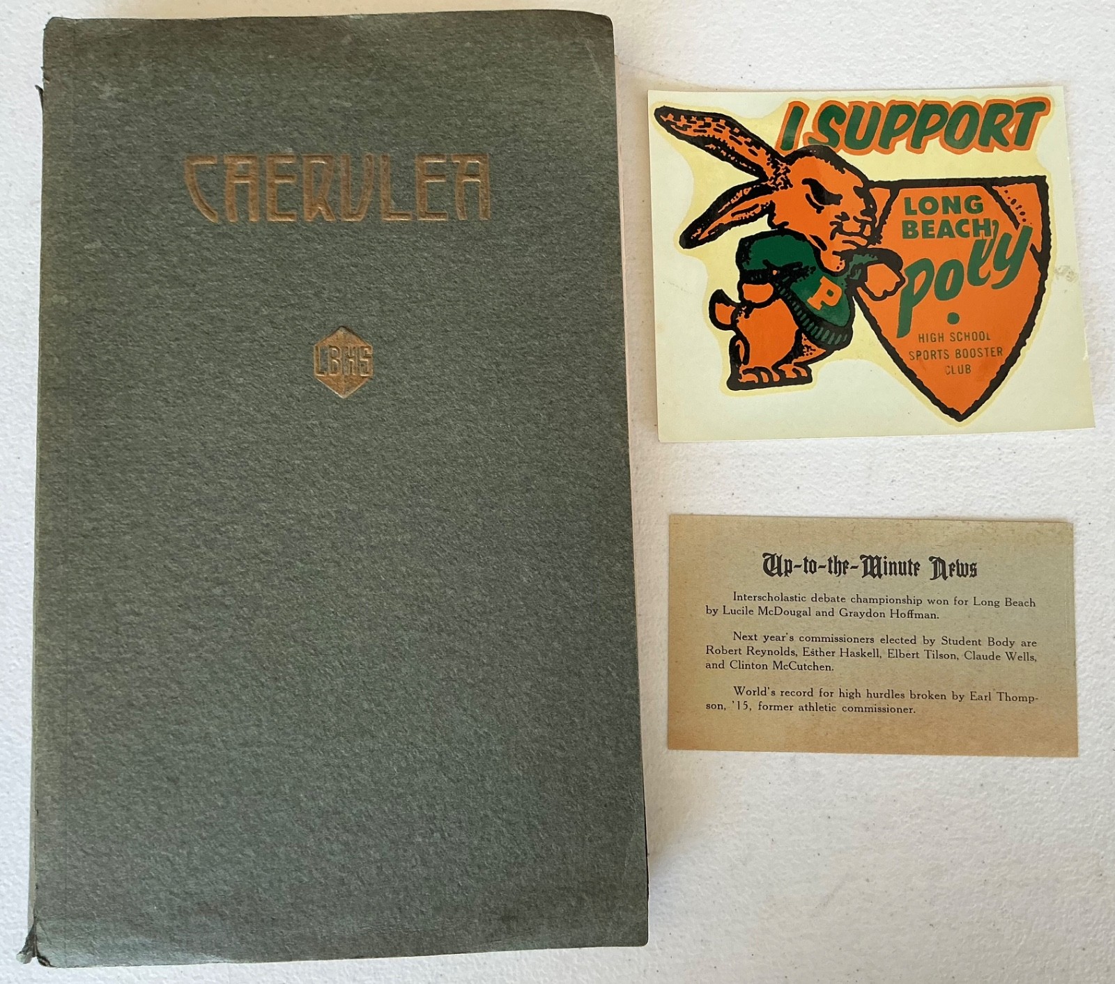 1916 Long Beach Poly High School Yearbook Caerulea Earl Thompson Many Signatures