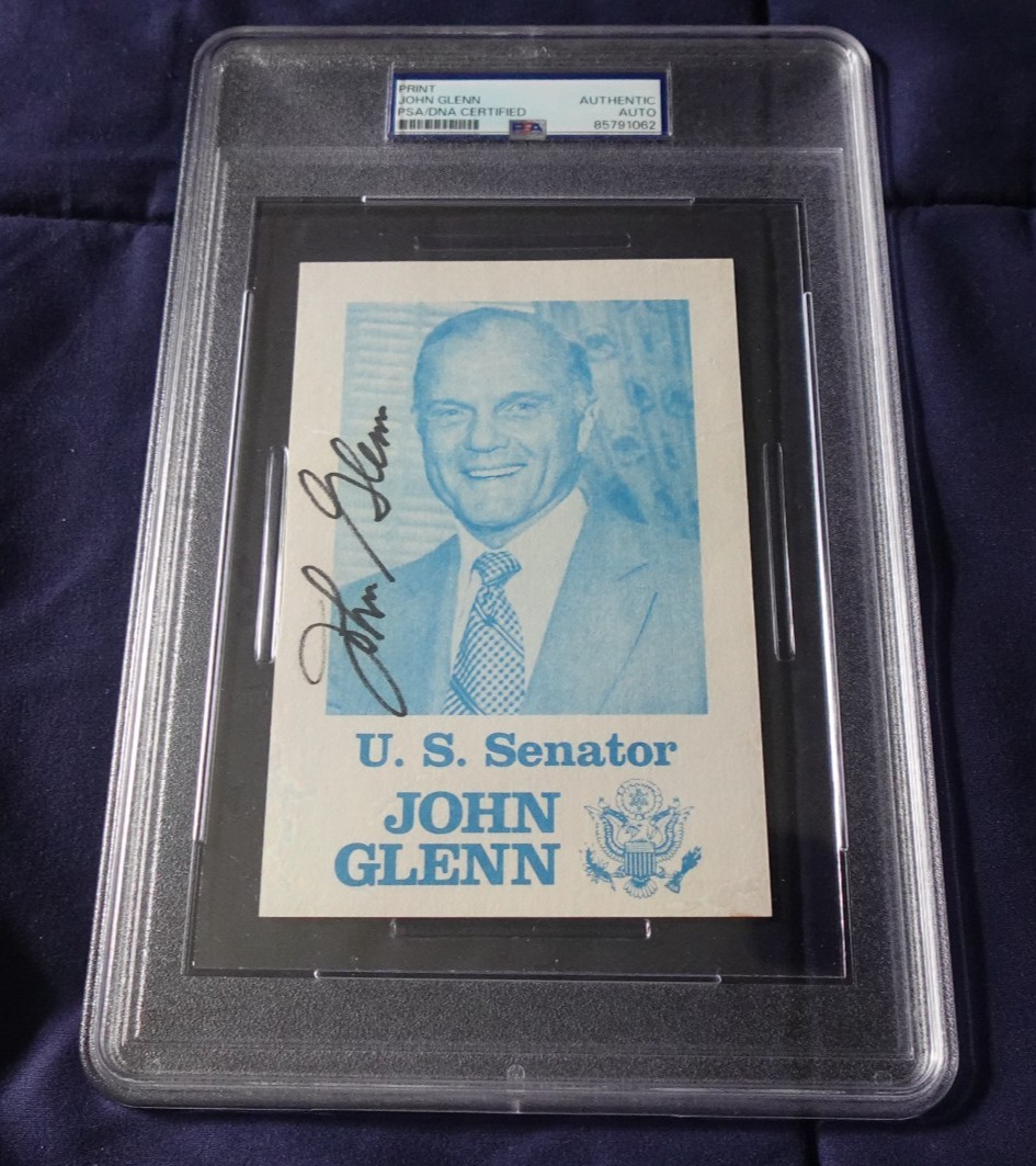 John Glenn USA NASA Astronaut Senator Autographed 4x6 Campaign Print PSA SLAB