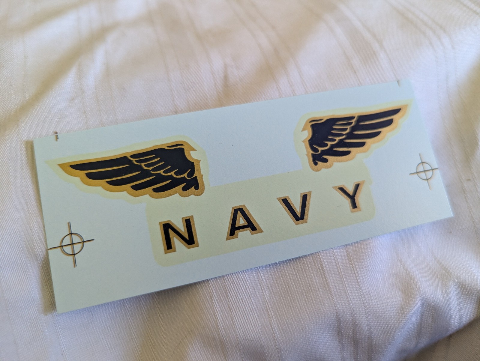 US Navy gold blue pilot crew wings water transfer decal 4.75\