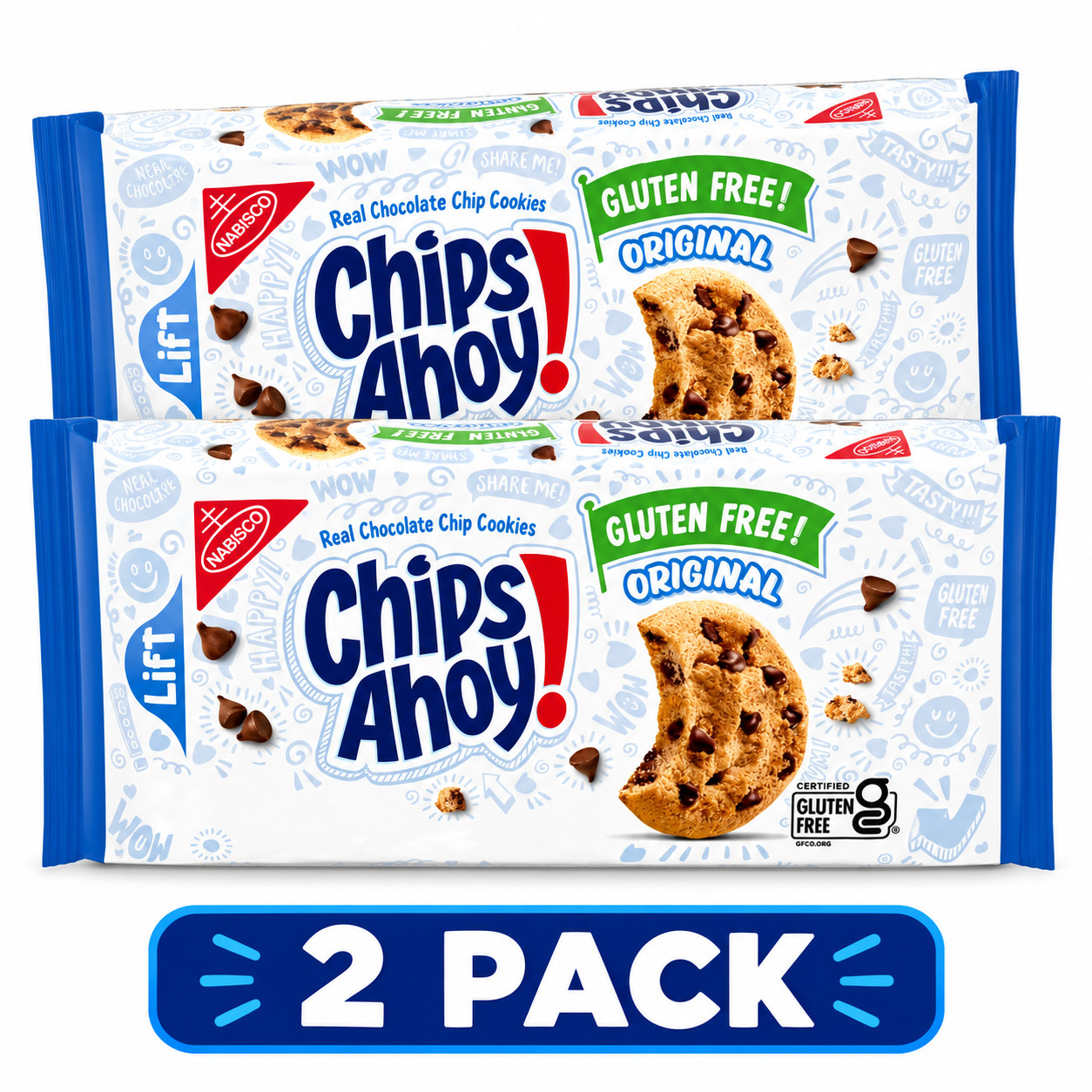 (2 Pack) CHIPS AHOY Original Crunchy Gluten Free Chocolate Chip Cookies 9.31 oz