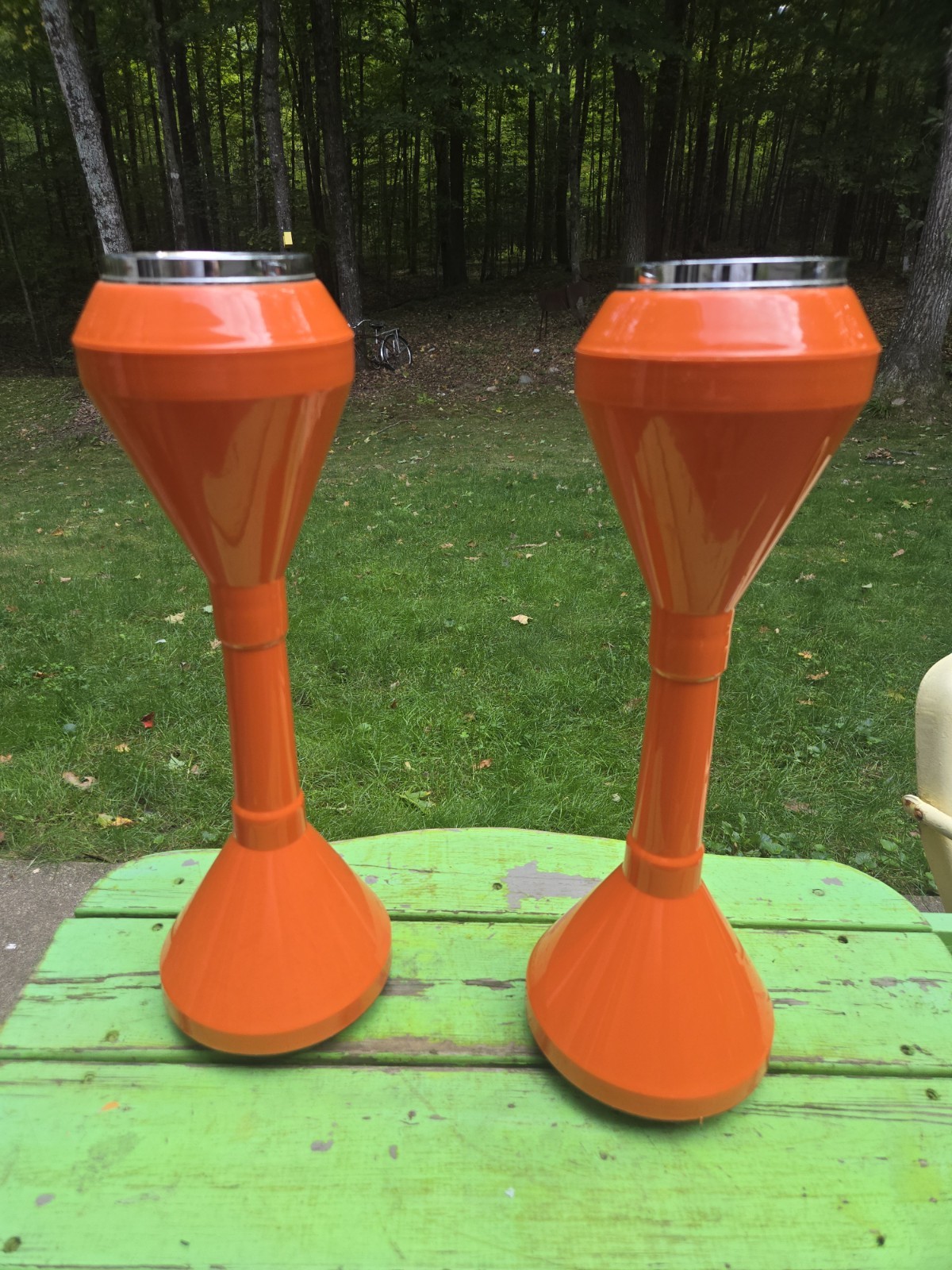 Vintage Original Lot Of 2 MCM Orange Action Industries Ashtrays 21\
