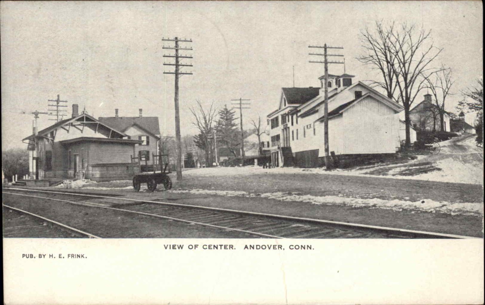Andover Connecticut CT Center Train Station Depot c1910 Vintage Postcard
