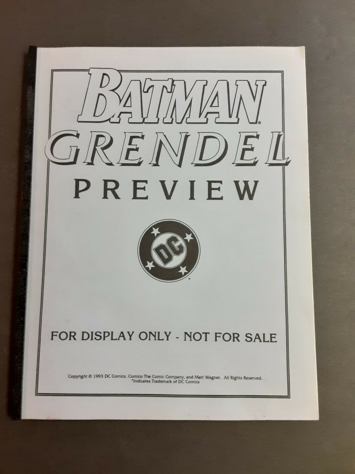 Batman Grendel 1 Retailer Preview proof RRP Super HTF