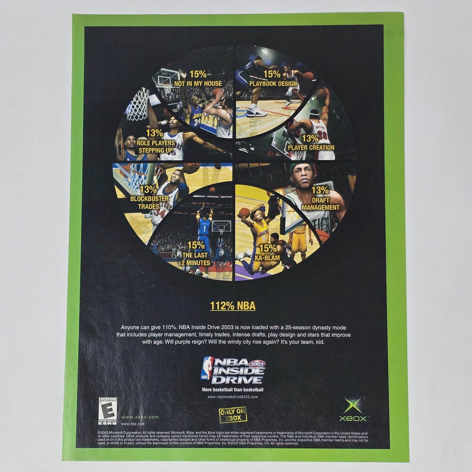 NBA Inside Drive 2003 Microsoft Xbox 112% Print Ad/Poster Promo Art