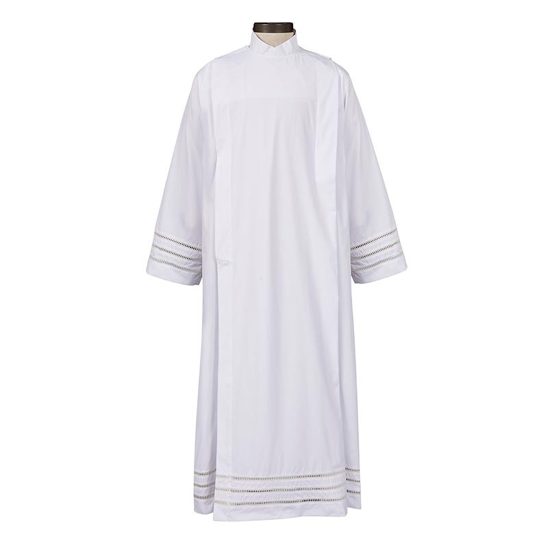 Trinity Front Wrap Alb White Medium Fit Polycotton Attire Clergy Church Vestment