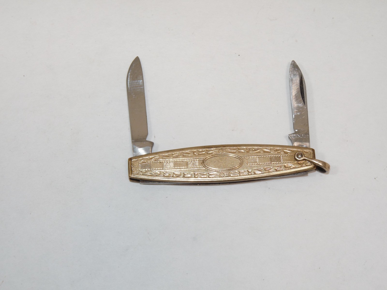 Vtg HAYWARD Watch Fob Pen Knife Gold Filled Art Deco Design 2 Blades