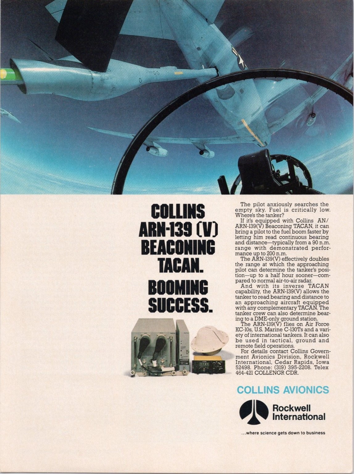 Collins Avionics ARN-139(V) TACAN Military Aviation Vintage Magazine Ad 1990