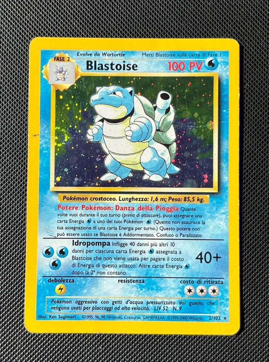 RAINBOW ERROR Blastoise Base Set 2/102 Ita Rare Holographic 1999 Pokemon Wizard