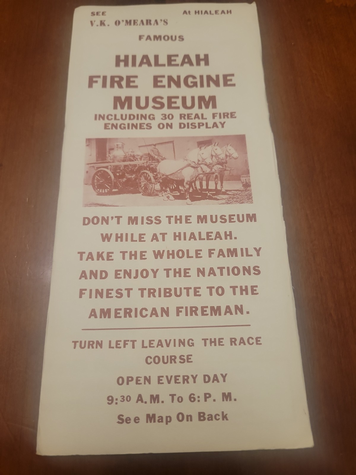 Hialeah Florida Fire Engine Museum Vintage Brochure