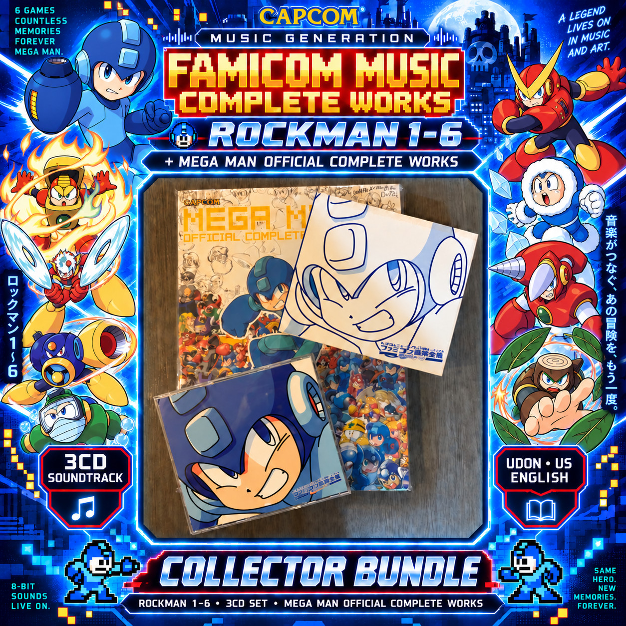 Rockman 1-6 Famicom Music Complete Works 3CD + Mega Man Official Complete Works