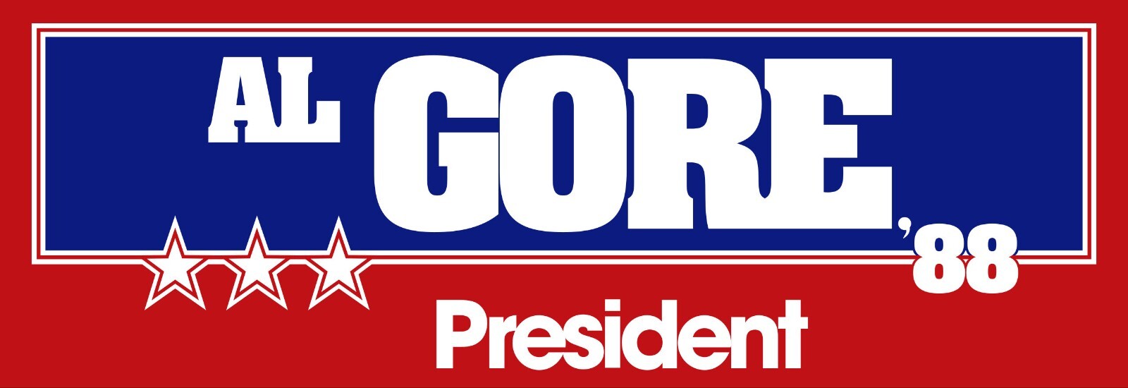 Al Gore 1988 presidential For President Replica Campaign Bumper Sticker
