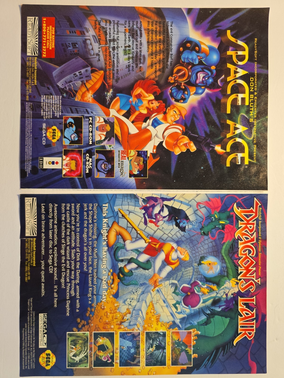 ​Rare 90s Video Game Ad Lot Dragon's Lair Space Ace Lemmings Blazing Dragons