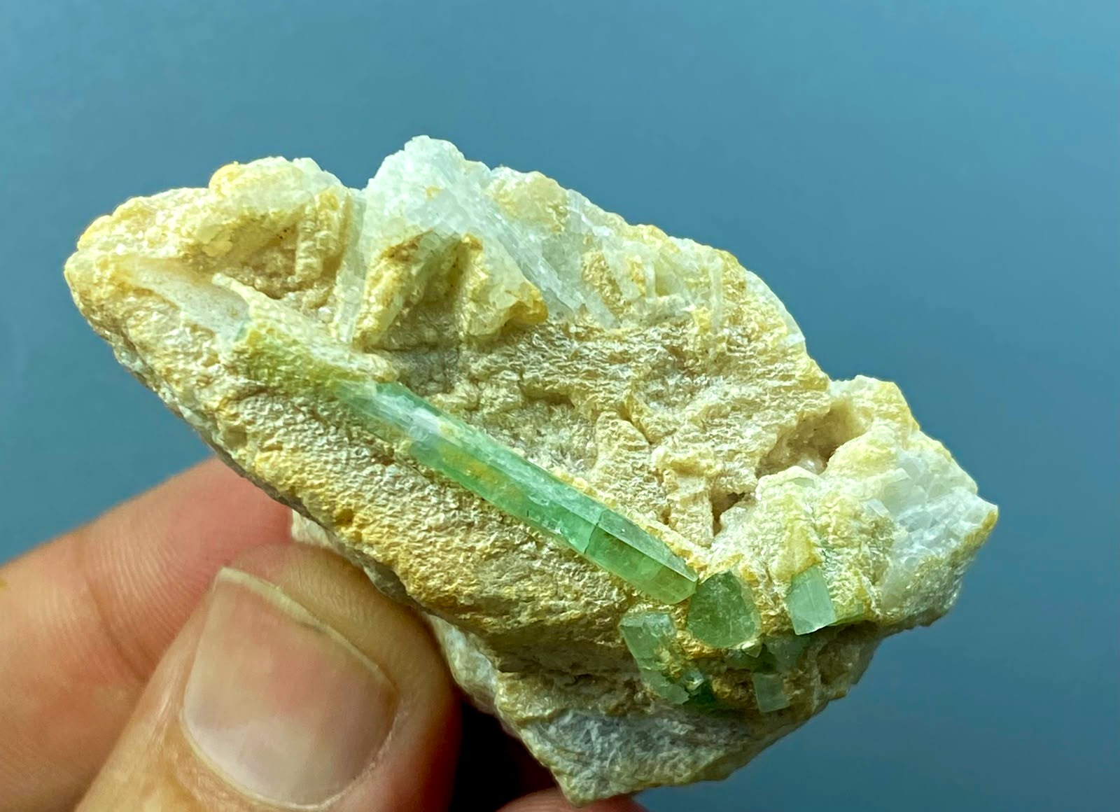 Natural Rare green  tourmaline Crystal specimen Afghanistan 225 carats