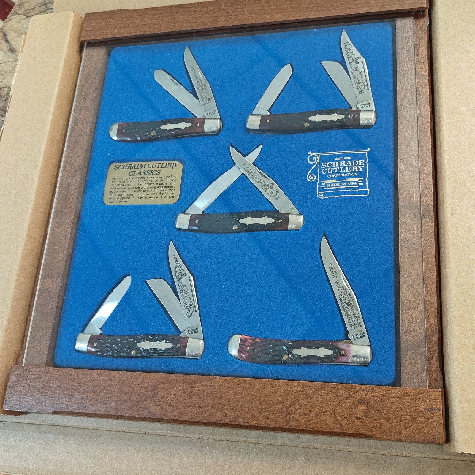 Schrade 5 Piece Great American Display Set 1981 All Original