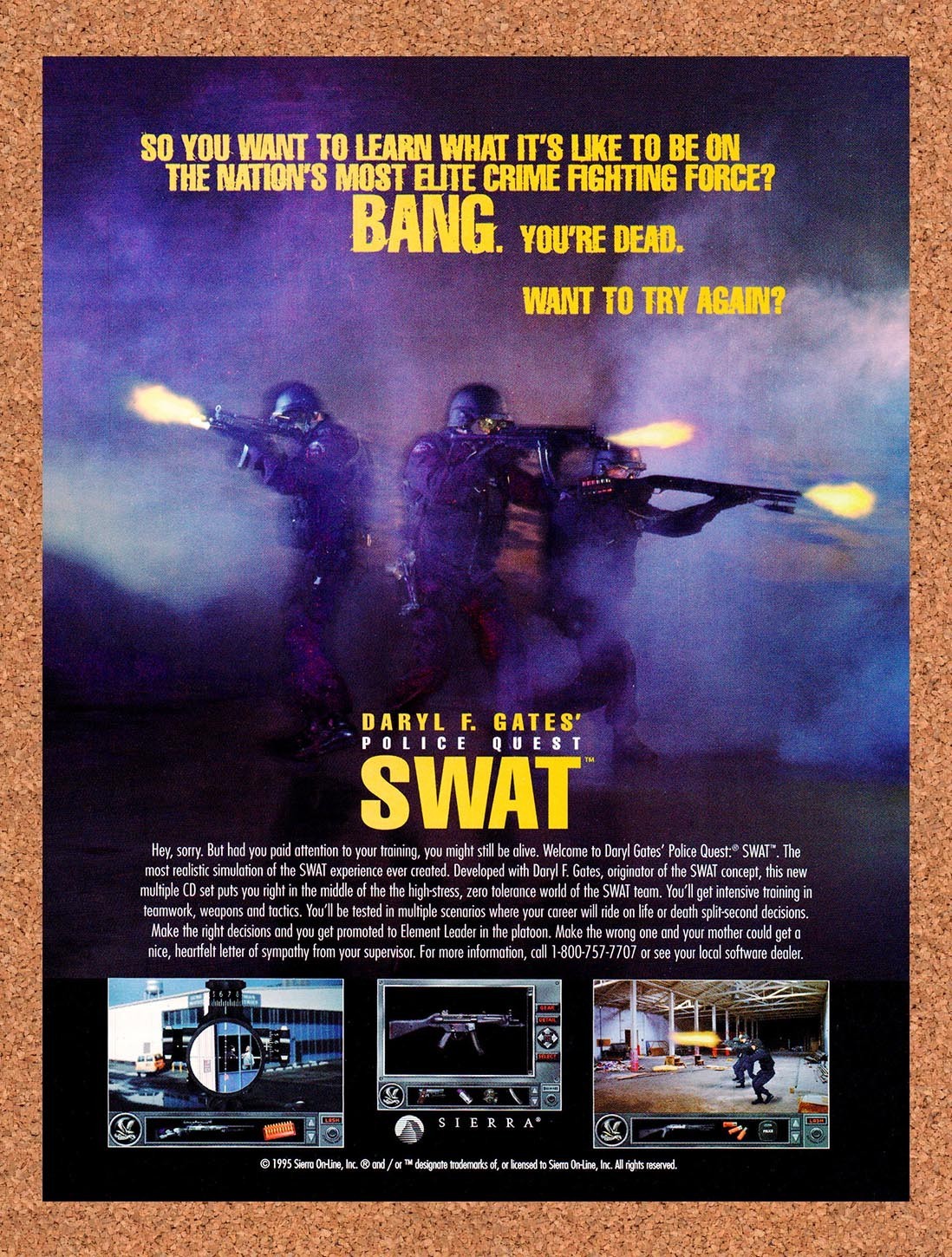 1994 Police Quest Swat PC Original Advertisement / Retro Promo v1