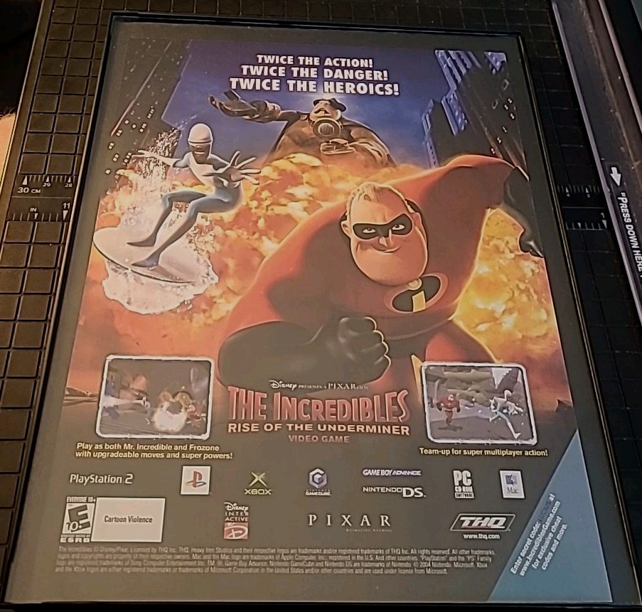 The Incredibles Rise Of The Underminer Video Game Print Ad 2005 Framed 8.5X11