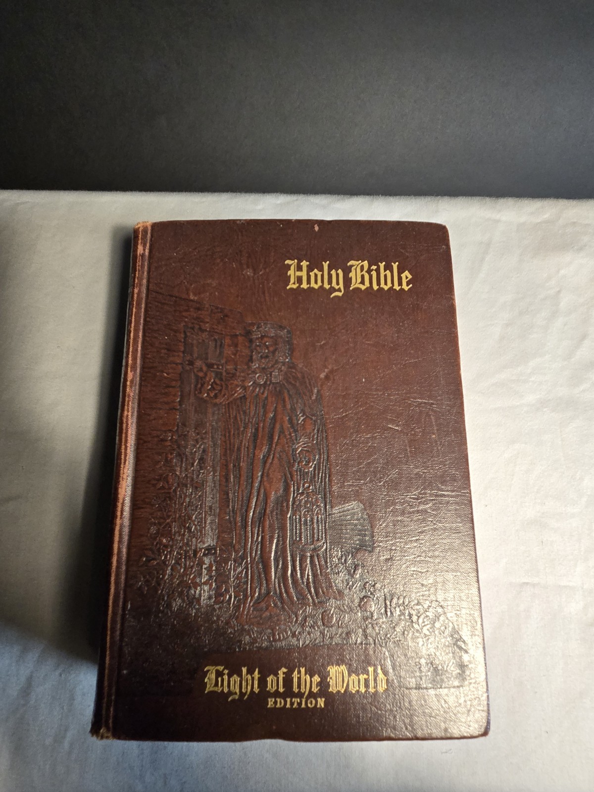 VTG 1954 King James Light of The World Edition Holy Bible Leather Illustrated 