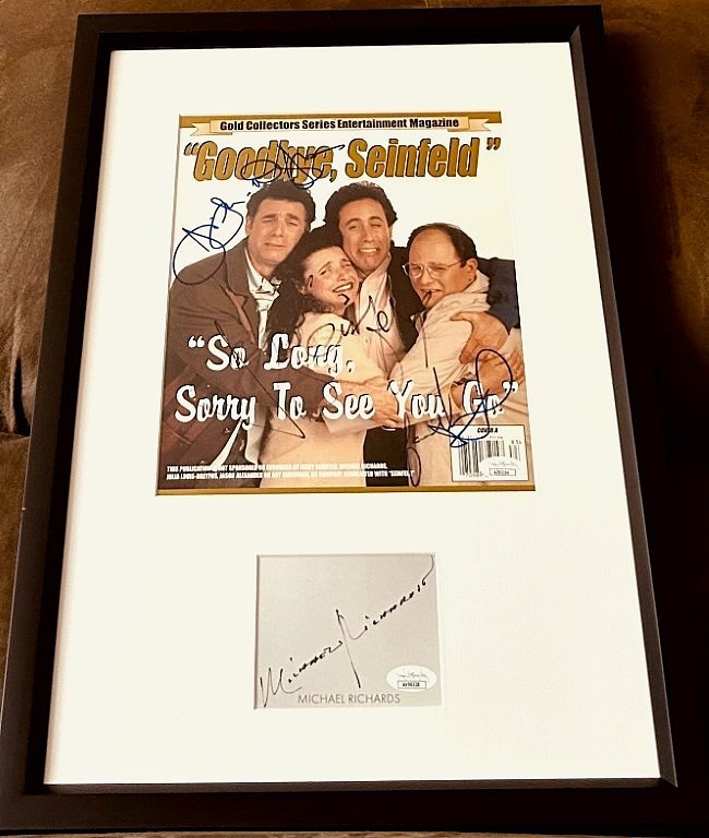 FULL CAST Jerry +3 signed Goodbye Seinfeld 1998 magazine cover custom framed JSA