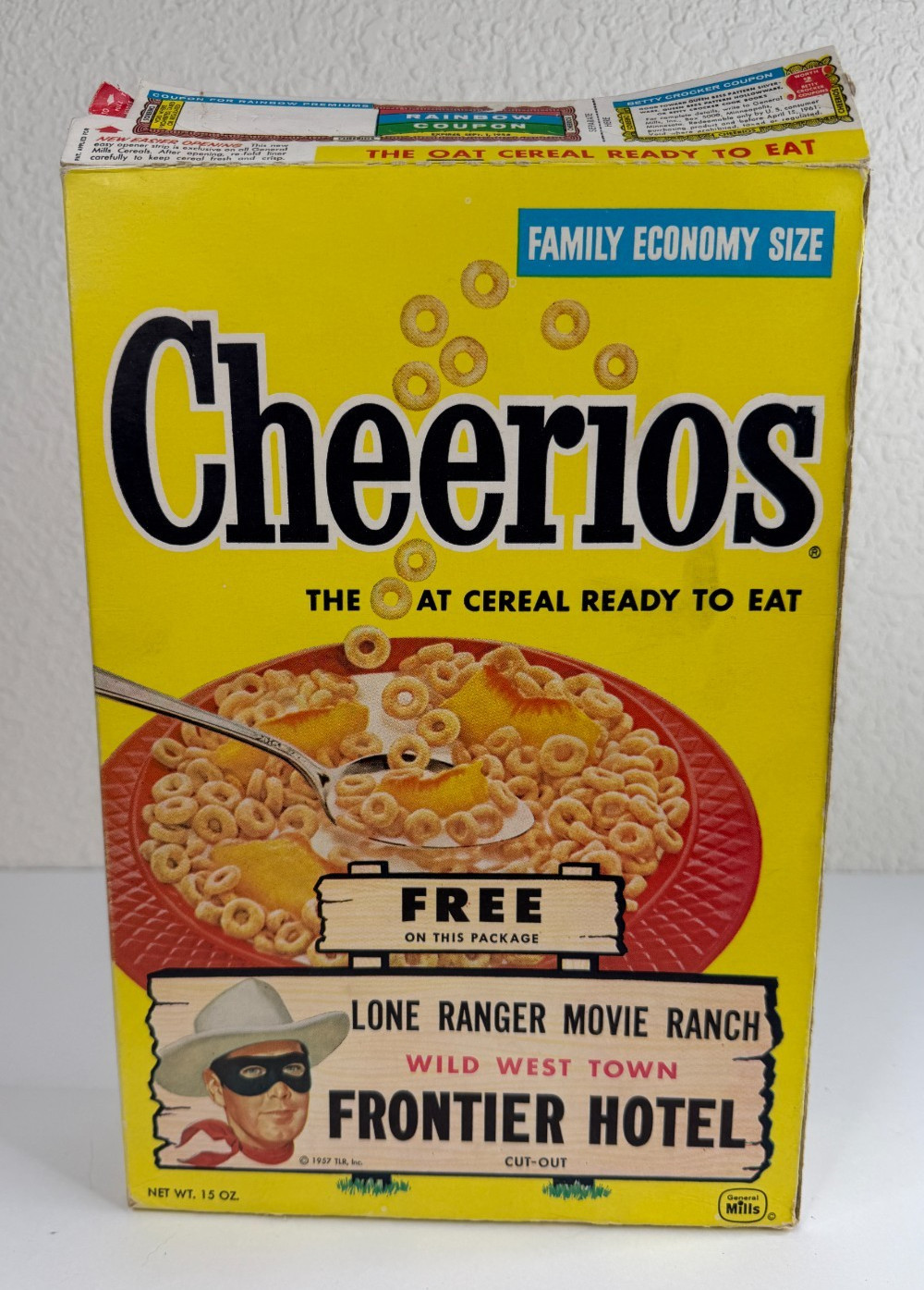 Vintage 1957 Cheerios Cereal Box Lone Ranger Movie Ranch Cutout Wild West Town