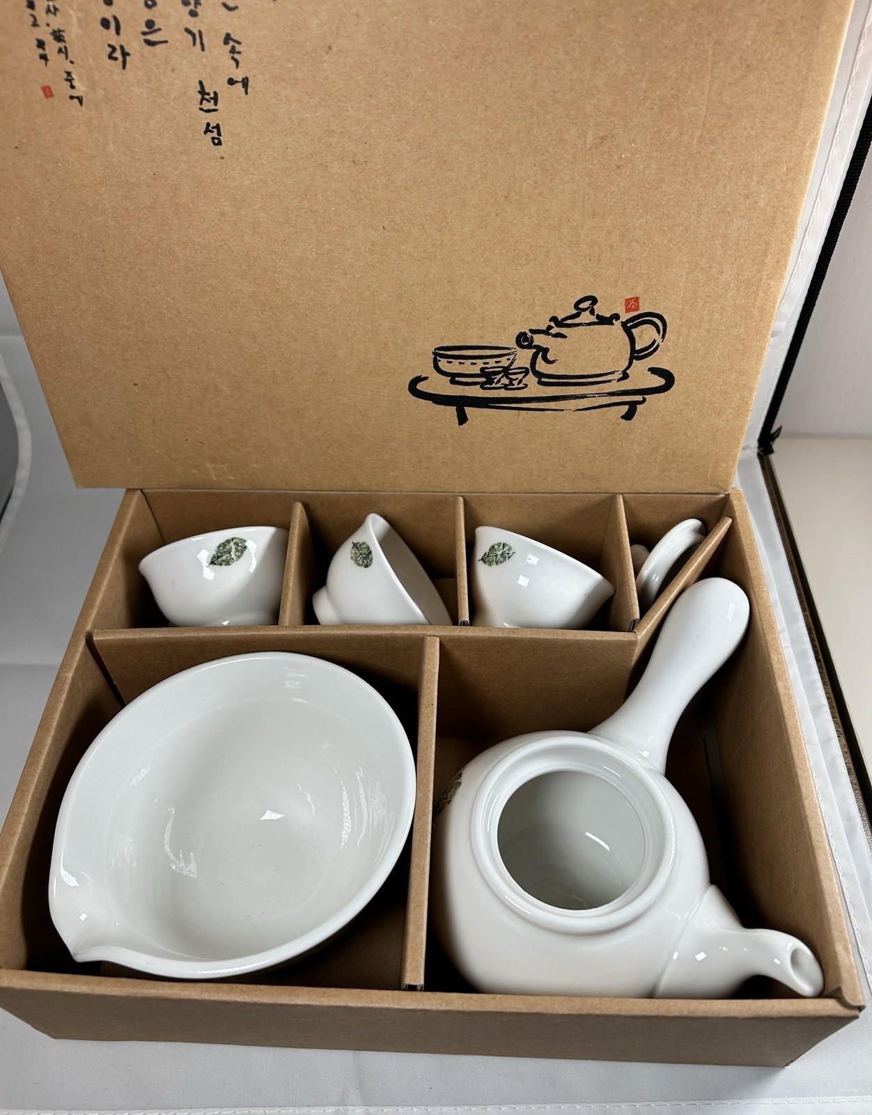 Korean Ceramic Tea Set 5 Pc Side Handle Teapot Suku Pitcher Cups New In Box
