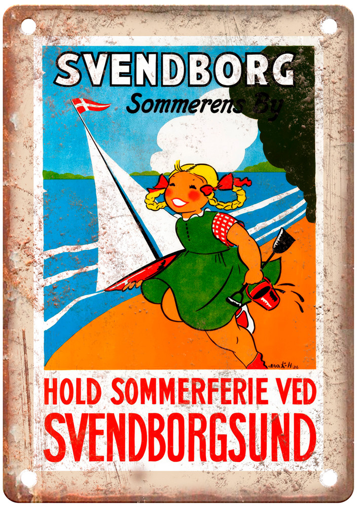 Vintage Svendborg Sommerens Travel Poster Retro Look Sign T2278