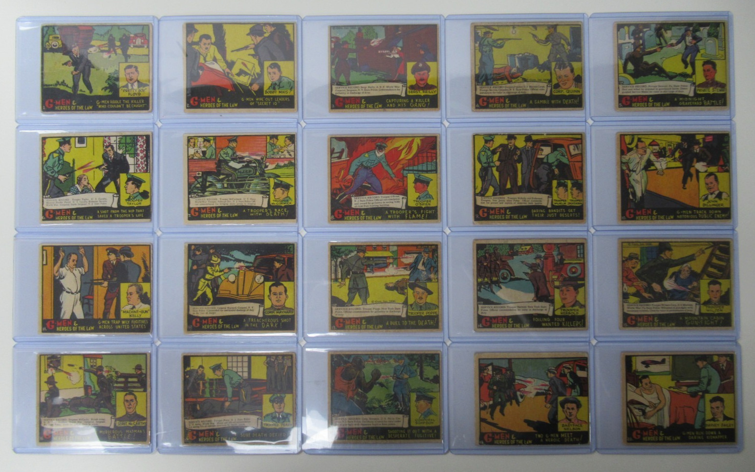 First 20 1936 Gum Inc. G-Men & Heroes of the Law #1-20 Floyd Dillinger -Nice Set
