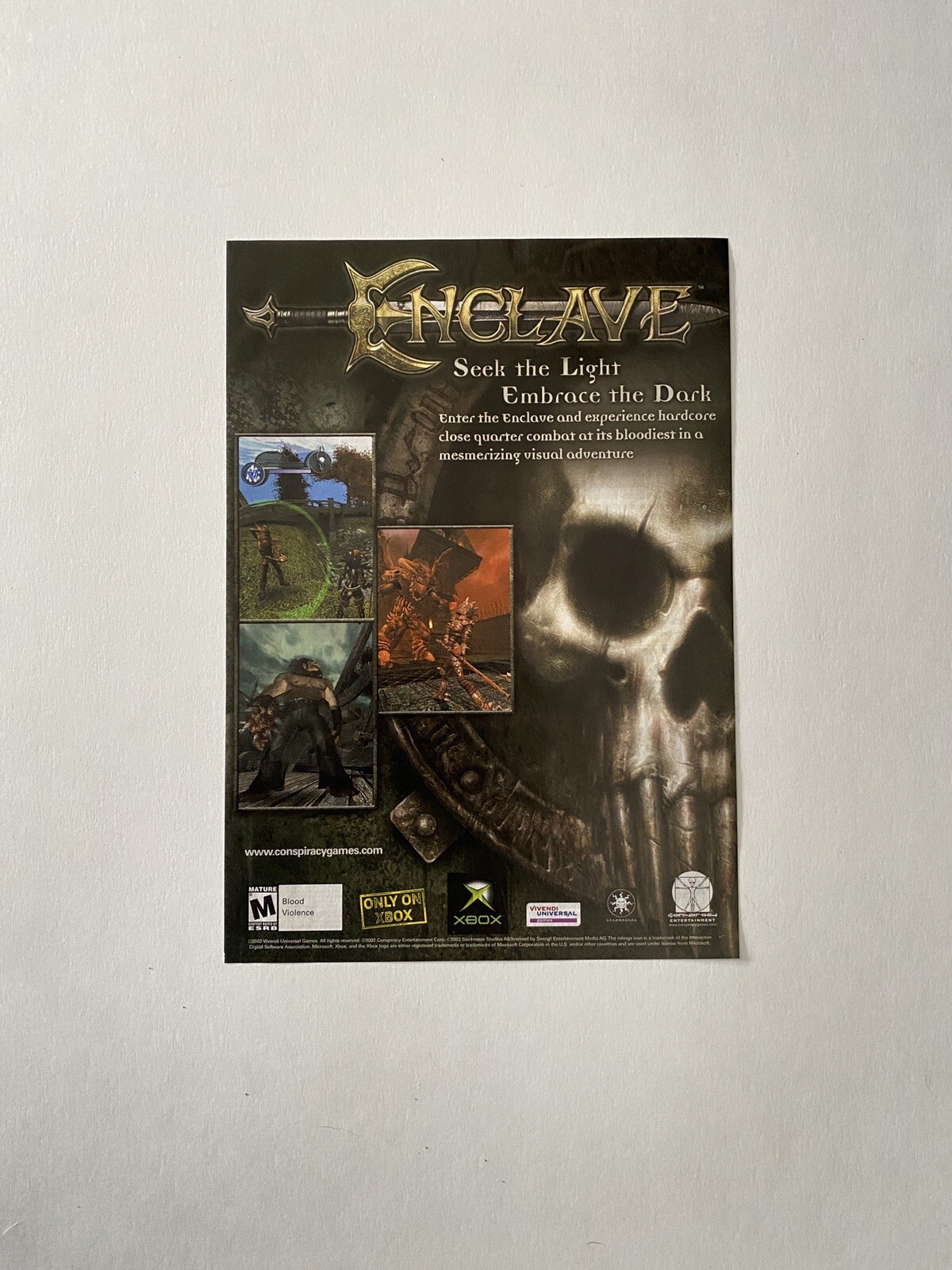 Enclave Original Xbox Exclusive RPG Video Game Skull Print Ad Vtg 2002
