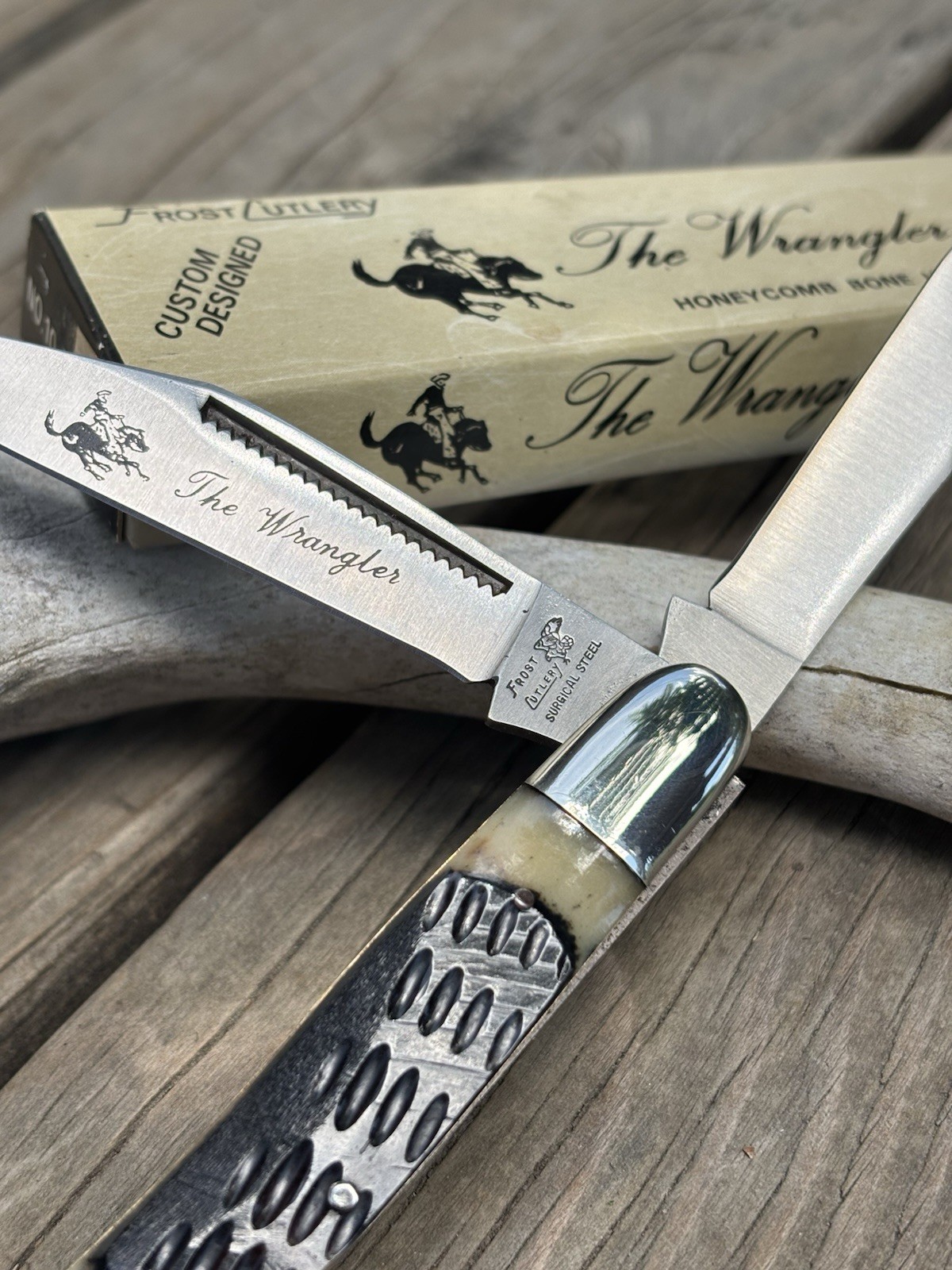 🇯🇵**VINTAGE FROST CUTLERY** “THE WRANGLER”** Stockman JAPAN ***NEW IN BOX***